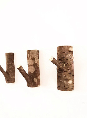 创意实木树枝挂钩钥匙壁挂玄关收纳衣帽钩进门装饰挂衣架免打孔