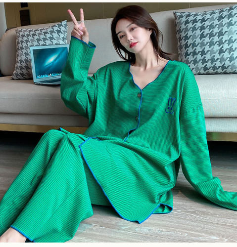 雅芷欣秀200斤胖mm春秋纯棉睡衣