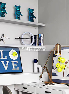 简约现代运动风样板间儿童房软装摆件男孩房网球主题装饰画装饰品