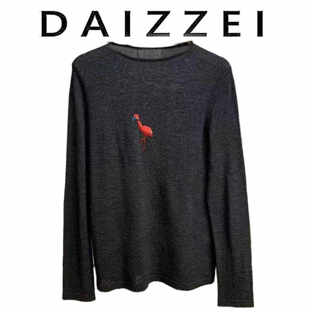 设计感火烈鸟弹力针织T恤女上衣