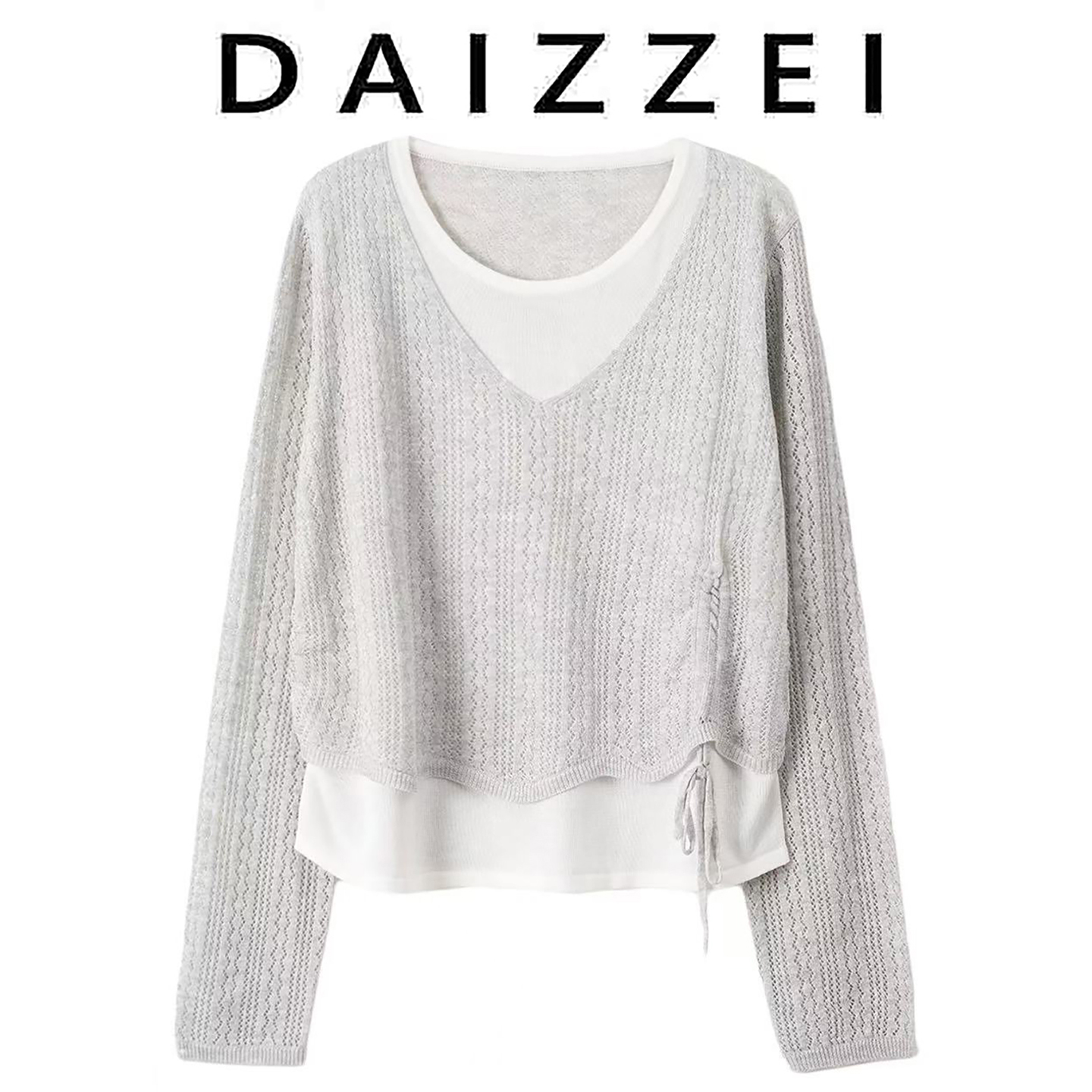 设计感假两件针织衫T恤女上衣秋