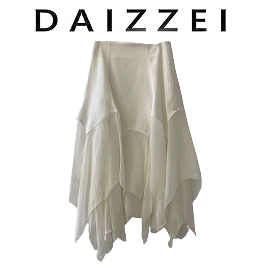 DAIZZEI~香氛裙气质优雅设计感下摆不规则纱纱半身裙2025夏季新款