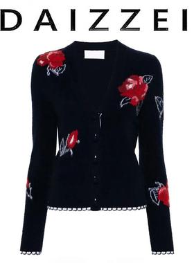 DAIZZEI~玫瑰设计针织开衫女春季新款高级感法式修身显瘦长袖上衣