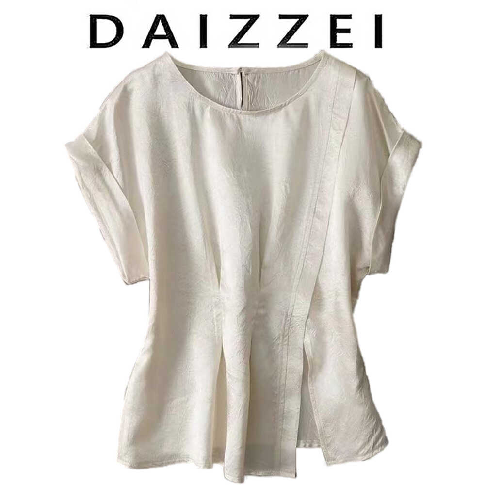 时尚开叉缎面醋酸肌理感奢华上衣