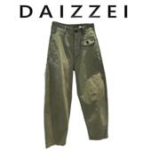 美式 女洋气长裤 复古军绿色镰刀裤 裤 宽松百搭阔腿休闲工装 DAIZZEI