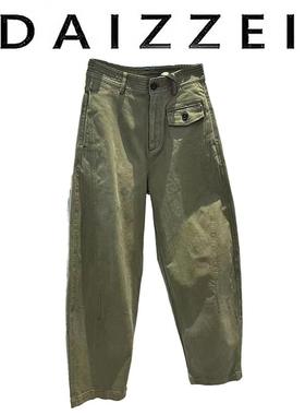 DAIZZEI~美式复古军绿色镰刀裤宽松百搭阔腿休闲工装裤女洋气长裤