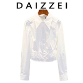 上衣女秋新款 短款 名媛法式 小众长袖 DAIZZEI 衬衫 高级感翻领风秋季