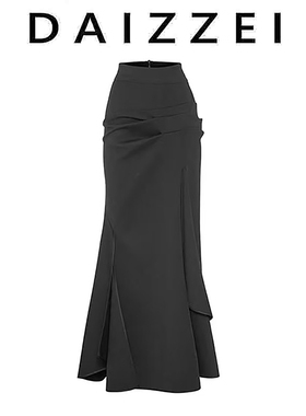 DAIZZEI~压褶设计感半身裙女新款高级感绝美气质高腰显瘦包臀长裙
