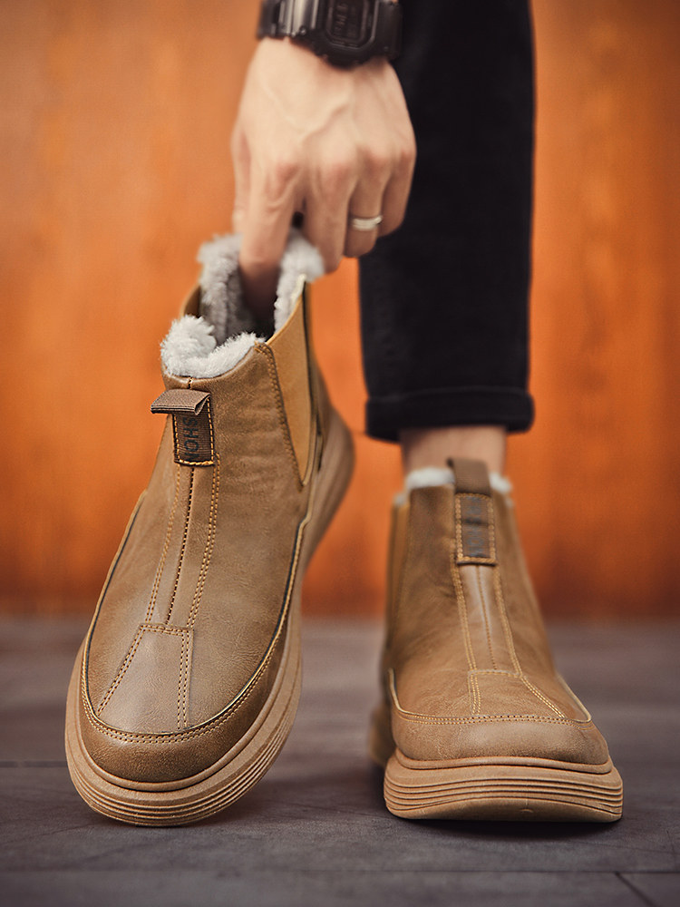 NORTHEAST SNOW BOOTS MENS WINTER VELVET WARM THICKENED MENS SHOES COTTON SHOES COTTON BOOTS MENS BOOTS MENS BOOTS WATERPROOF LEATHER BOOTS