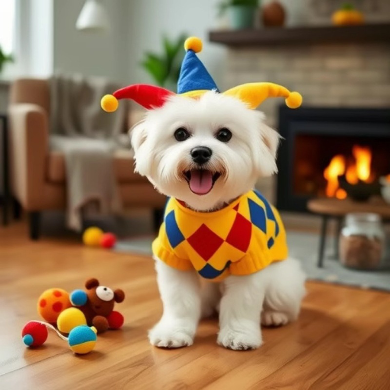 秋冬季狗狗可爱搞怪疯狂马戏团小丑毛衣万圣节猫咪套装宠物狗