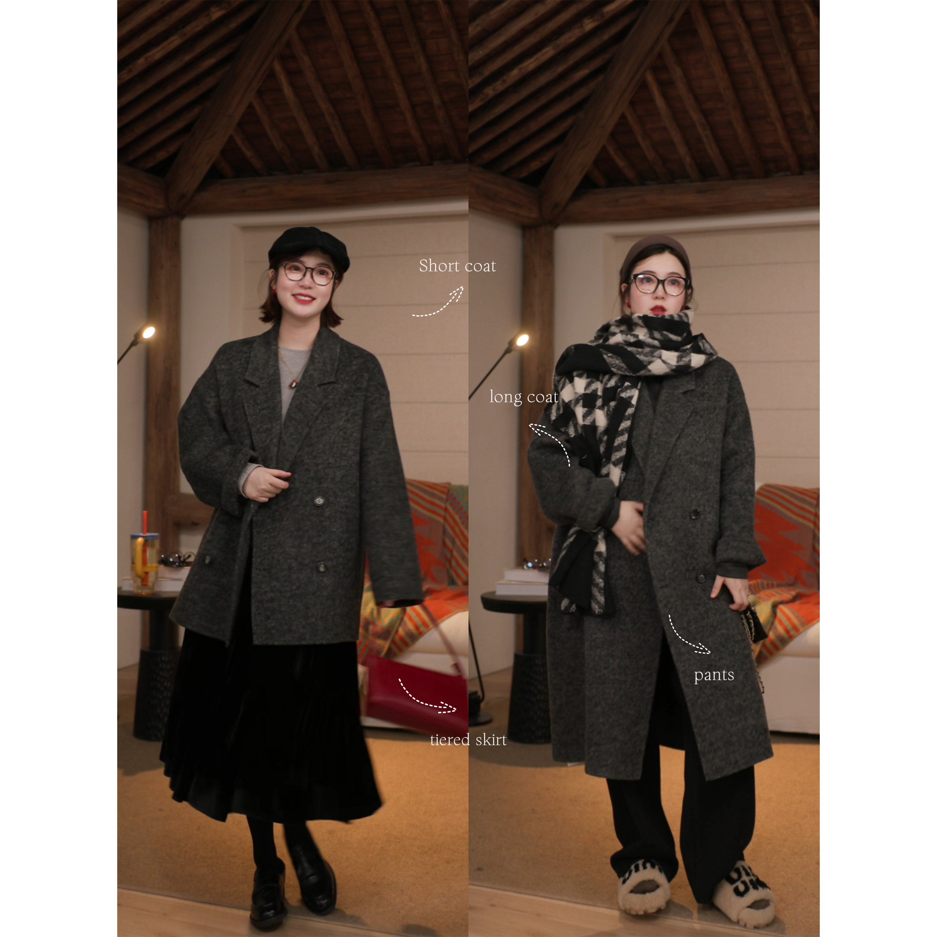 新款慵懒气质宽松复古毛呢大衣