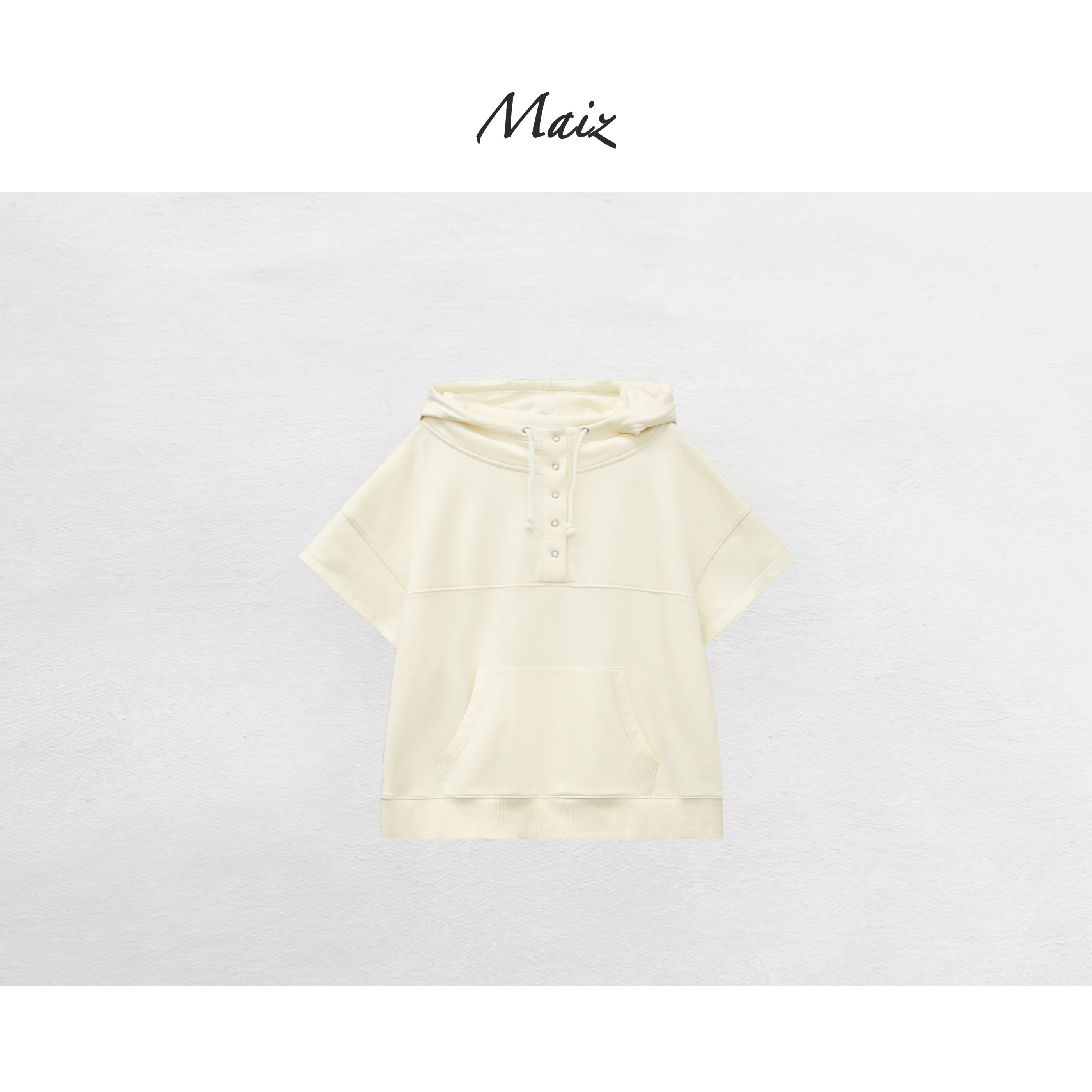郑买买 杏仁豆腐 2026春夏季新款休闲百搭小清新短袖连帽卫衣女款