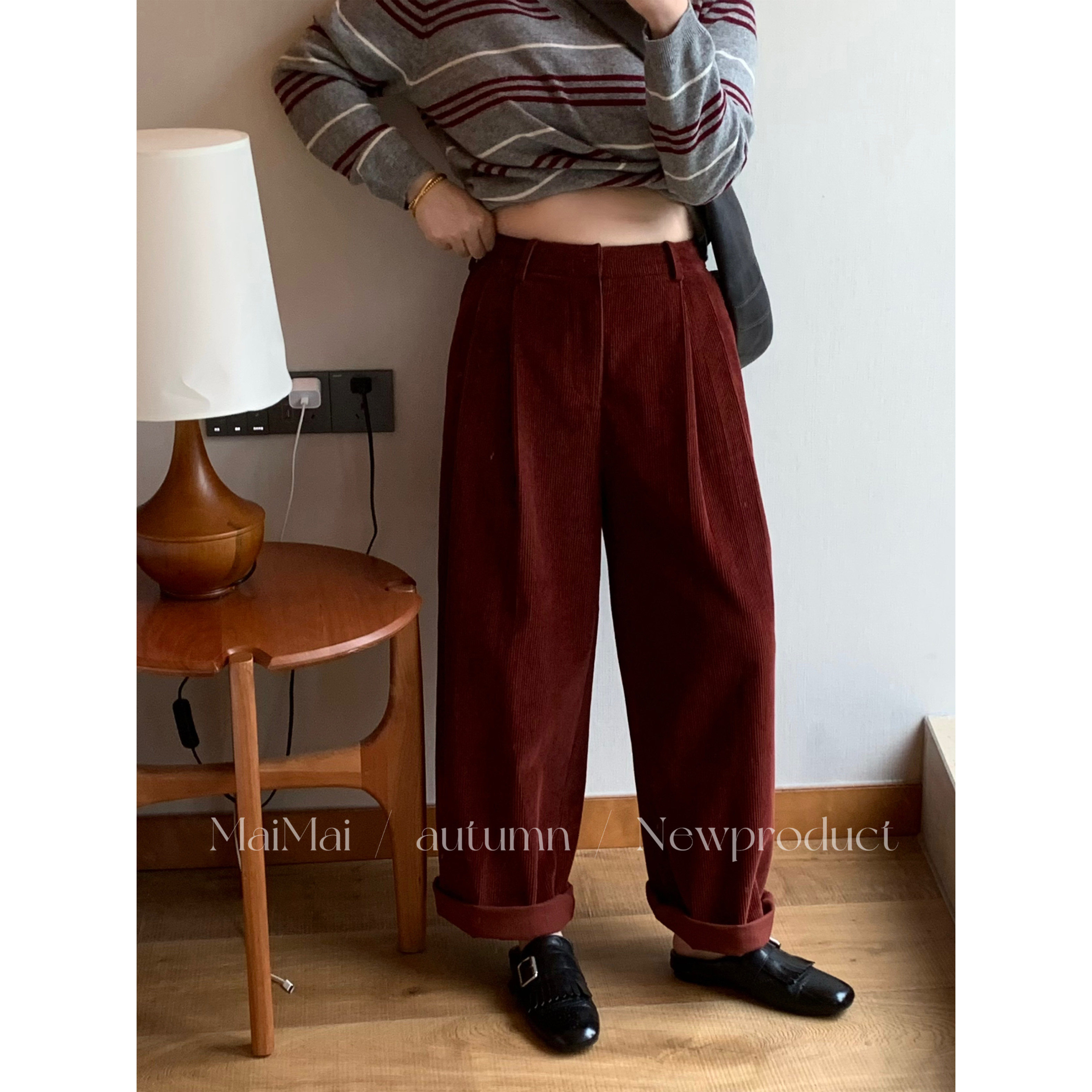 秋冬款复古直筒显瘦灯芯绒长裤