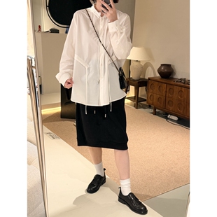 白皮书 外套女款 2026春季 休闲百搭洋气抽绳巨好看衬衫 新款 郑买买