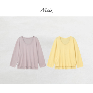 绵羊毛休闲简约通勤百搭长袖 郑买买 新款 春季 针织上衣女 芒果芋头