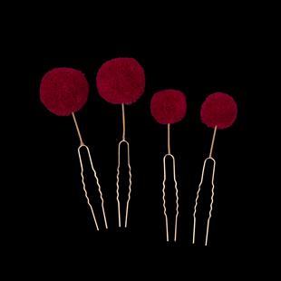 司司原创古风发饰发插新娘盘发发钗饰品头饰红球