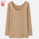 优U家EXW女自发热1.5倍暖大圆领薄绒保暖内衣U领八分袖 低领打底衫