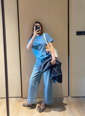 KOGIRL舒适H型剪裁显瘦短袖T恤宽松显瘦正肩圆领上衣女韩系东大门