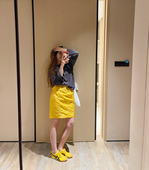 韩系博主款 KOGIRL夏季 新款 时髦户外休闲光泽半身裙爽滑舒适中裙女