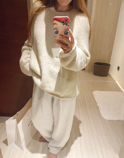 KOGIRL韩国东大门冬季慵懒风休闲宽松简约粗针毛衣软糯亲肤上衣女