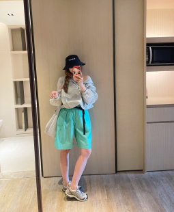 KOGIRL山系户外风韩系夏季 女 调节腰带宽松爽滑舒适休闲阔腿五分裤