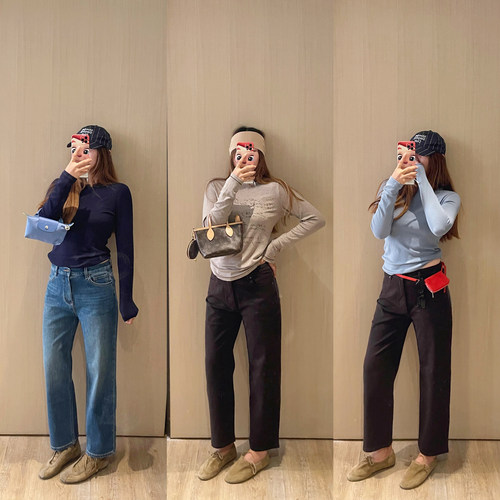 四面弹高腰锥形显瘦烟管牛仔裤女