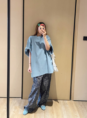 KOGIRL韩系东大门Oversize落肩廓形极简出街圆领宽松T恤上衣女春