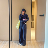 KOGIRL韩系简约时髦连帽拉链卫衣阔腿裤 两件套显瘦休闲运动套装 女