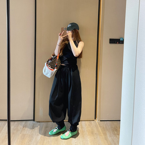 巴黎复古慵懒感休闲羊腿裤卫裤女