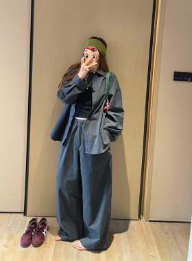 KOGIRL春季新款韩系廓形松弛感衬衫休闲工装风舒适宽松休闲裤女