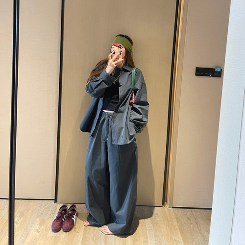 春季廓形松弛感衬衫工装休闲裤女