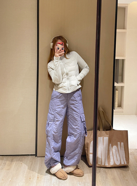 KOGIRL冬季新款韩系工装风夹棉休闲裤轻盈保暖宽松阔腿抽绳长裤女