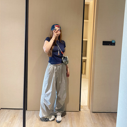韩系户外轻薄工装裤休闲伞兵裤女