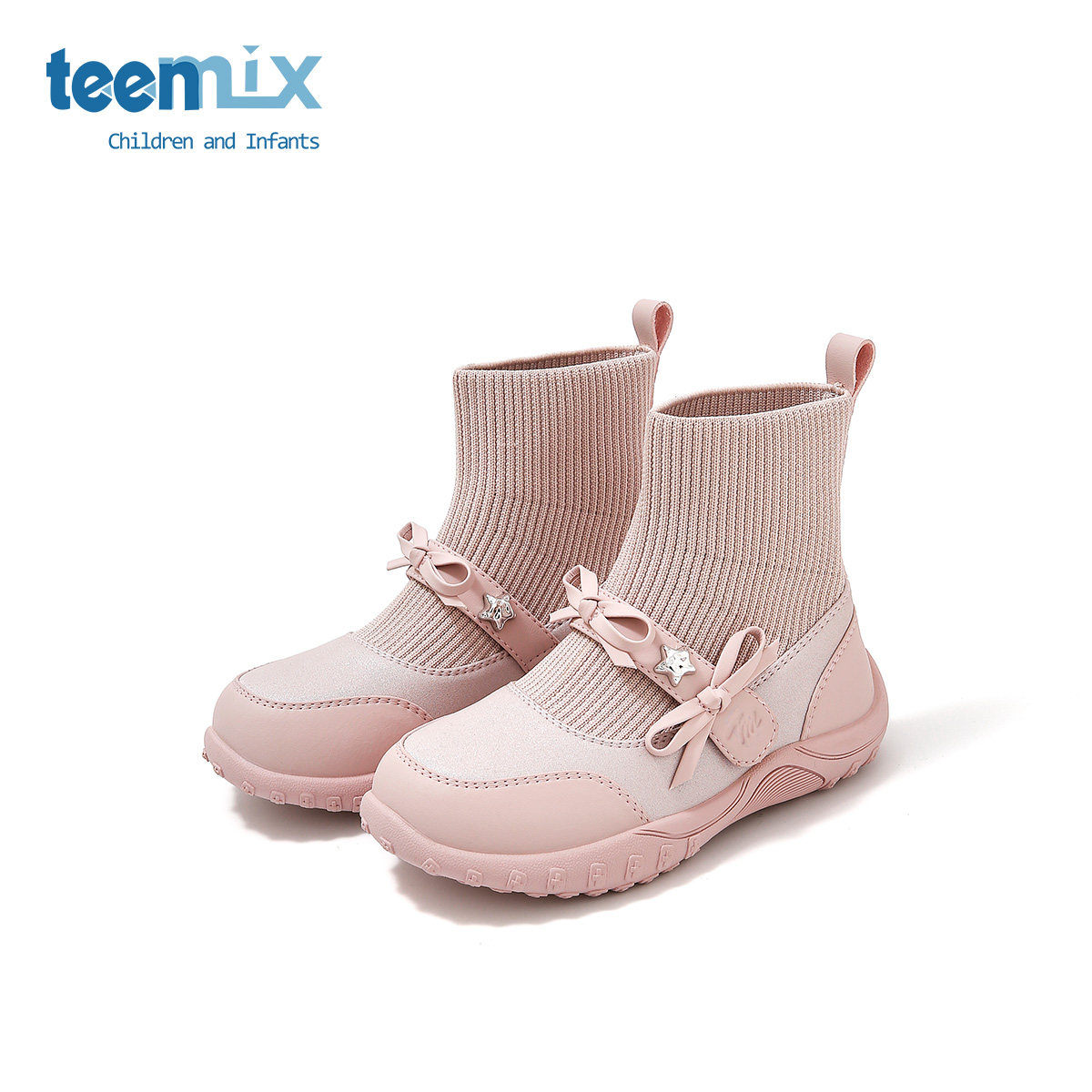 天美意童鞋2025年春秋新款小女孩蝴蝶结公主靴女童百搭中大童袜靴,童鞋/婴儿鞋/亲子鞋,皮靴,淘宝优惠券,粉丝福利购,淘宝优惠卷