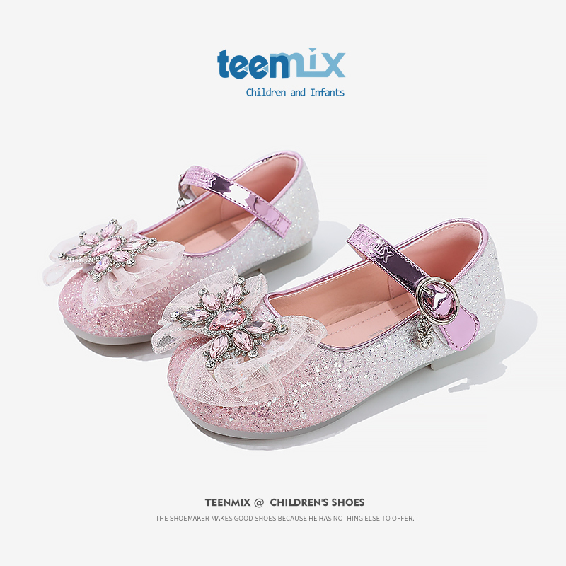 天美意女童软底水晶鞋