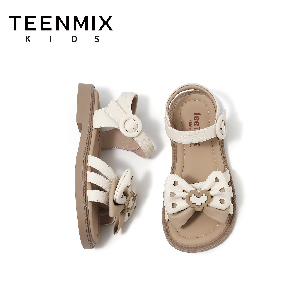 天美意童鞋2026年夏季新款休闲甜美风女童凉鞋小女孩软底防滑童鞋