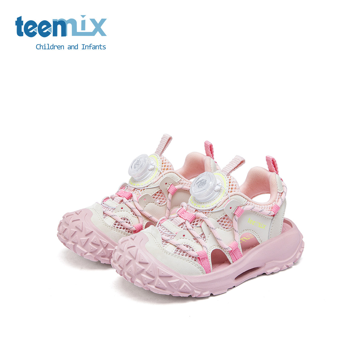 天美意童鞋2026夏季新款女童软底户外沙滩鞋男童包头中大童亲子鞋