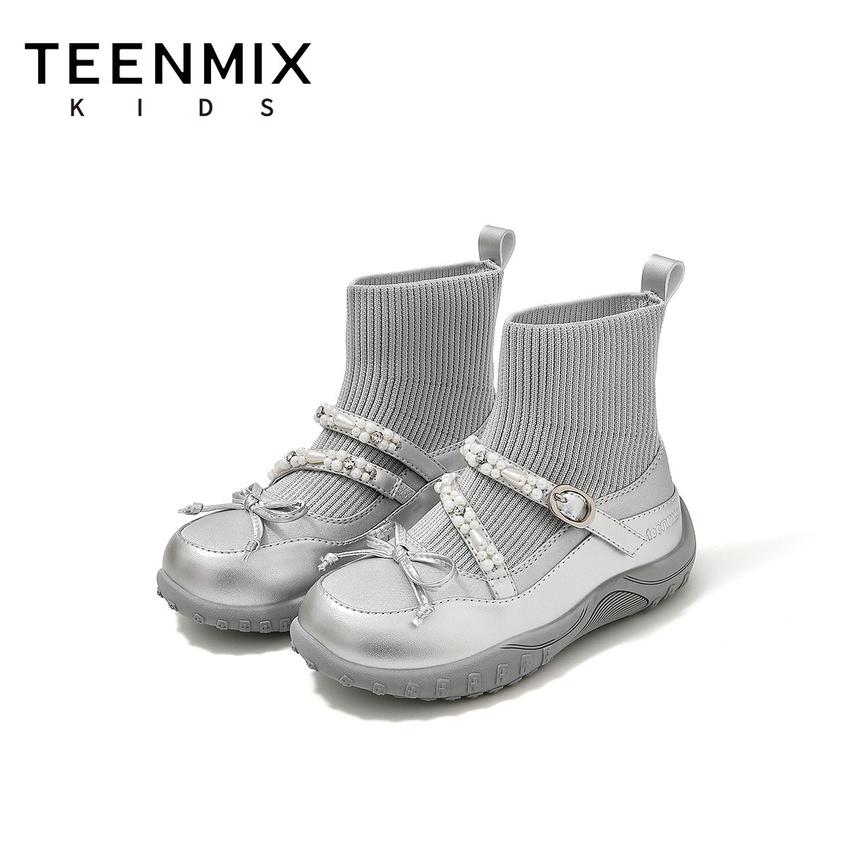 天美意童鞋2026年春秋新款女童甜美运动风公主鞋女孩芭蕾袜靴短靴