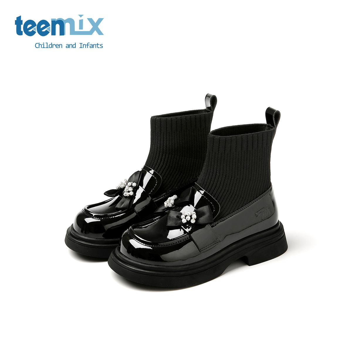 teenmix童鞋2025春秋季新款女宝宝软底袜靴中大童女童公主短靴子