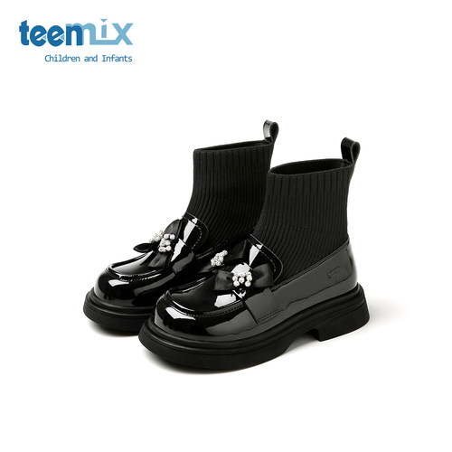 teenmix童鞋2025春秋季新款女宝宝软底袜靴中大童女童公主短靴子