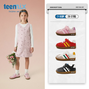 休闲潮鞋 天美意童鞋 男童德训鞋 新款 2025春秋女童百搭魔术贴老爹鞋