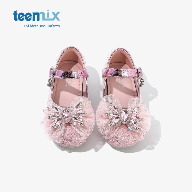 天美意童鞋2026新款春秋季儿童女童水晶公主舞蹈宴会小皮鞋单鞋