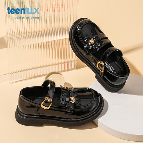 天美意黑色公主鞋大童