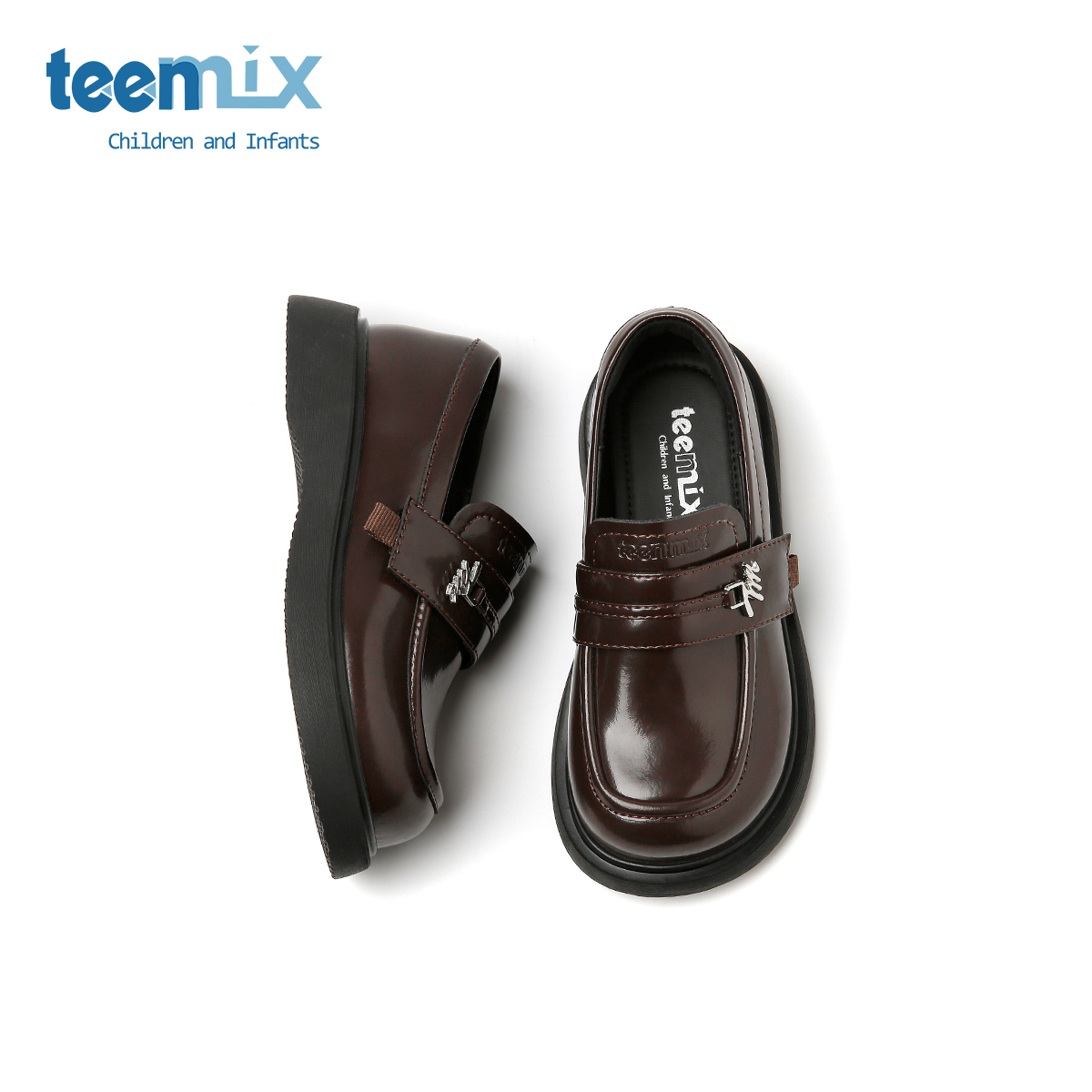 teenmix童鞋2025秋季新款女童软底百搭皮鞋女孩学院风复古乐福鞋