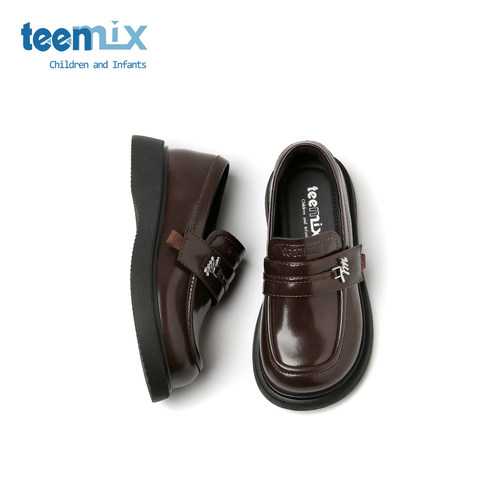 teenmix童鞋2025秋季新款女童软底百搭皮鞋女孩学院风复古乐福鞋