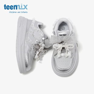 天美意童鞋2026年春季新款女童百搭休闲鞋运动板鞋厚底增高小白鞋