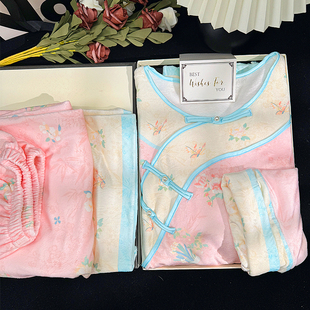 新中式睡衣女复古中式家居服古装格格宫廷风汉服清朝寝衣加绒睡袍