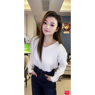 LAW53053 V领套头慵懒针织上衣 欢欢专享