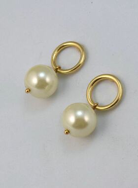 欧美外贸流行饰品质感14mm大颗玻璃珍珠925银针耳环耳坠女 200728