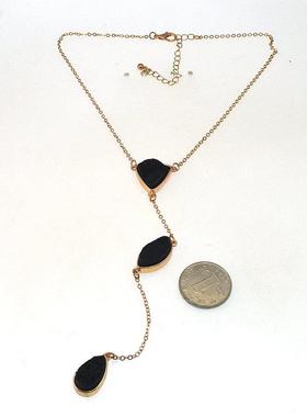 欧美外贸原单时尚流行饰品质感复古石头几何水滴个性项链女241212